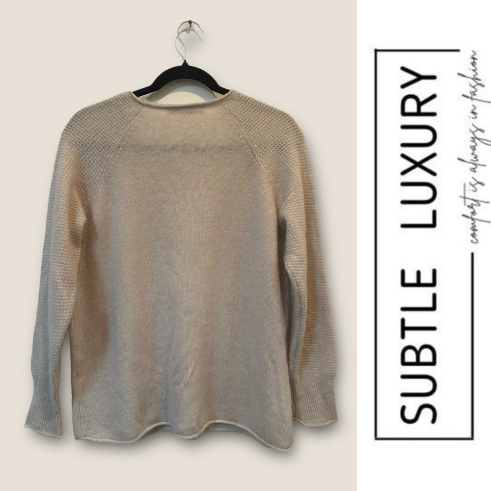 Subtle Luxury Cream Wasable 100% Cashmere Sweater, Size S/M, MSRP $218 - Picture 2 of 5